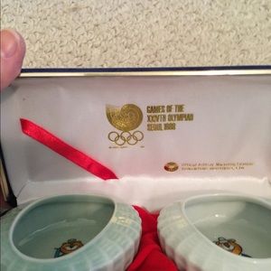 Olympic Seoul 1988 Games pair of celadon bowls